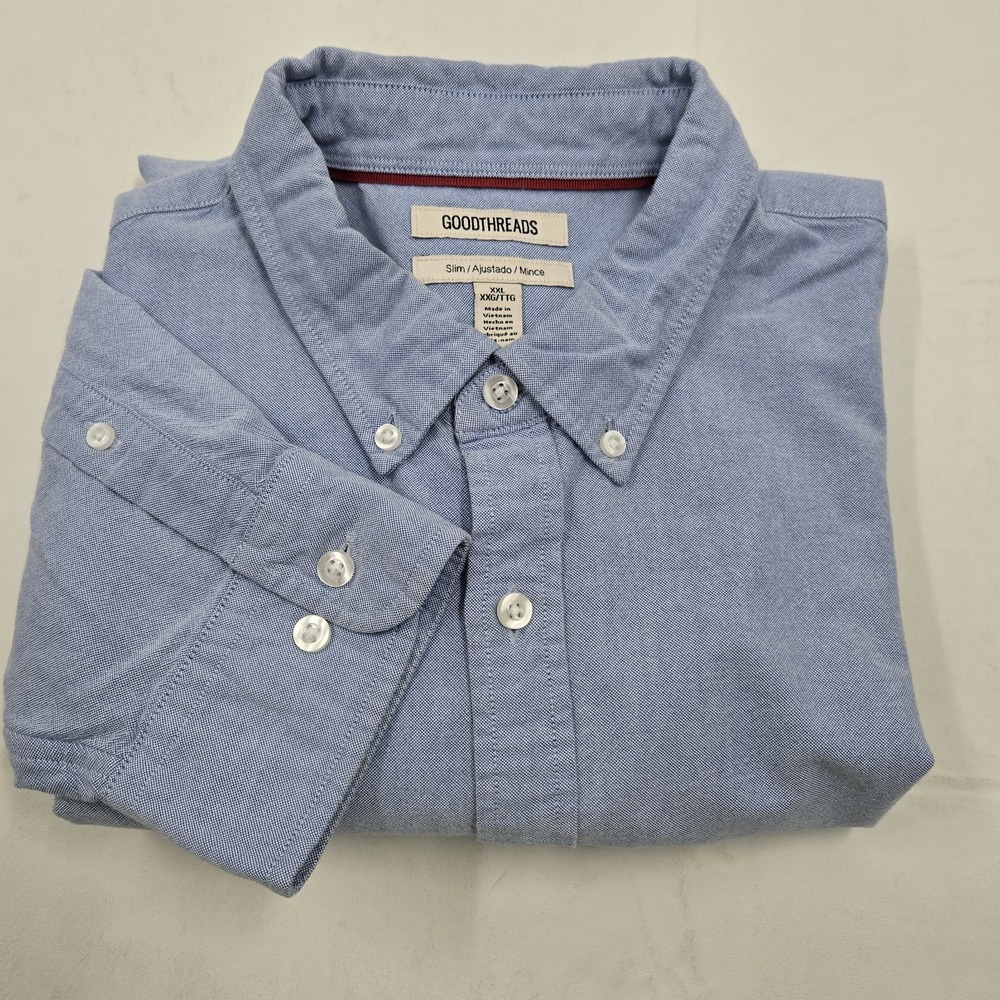 Goodthreads Slim Fit Men's XXL Woven Blue Long Sleeve Button-Down Shirt